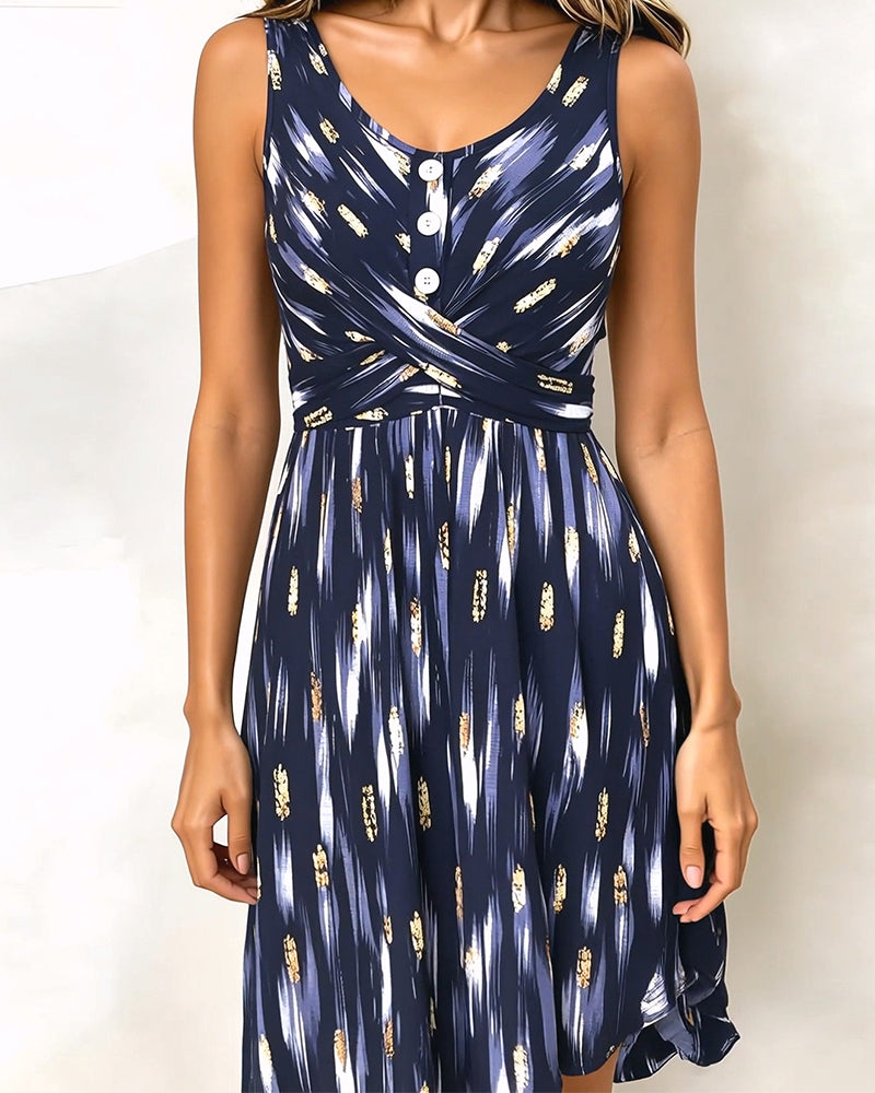 Cross Sleeveless V-Neck Dress