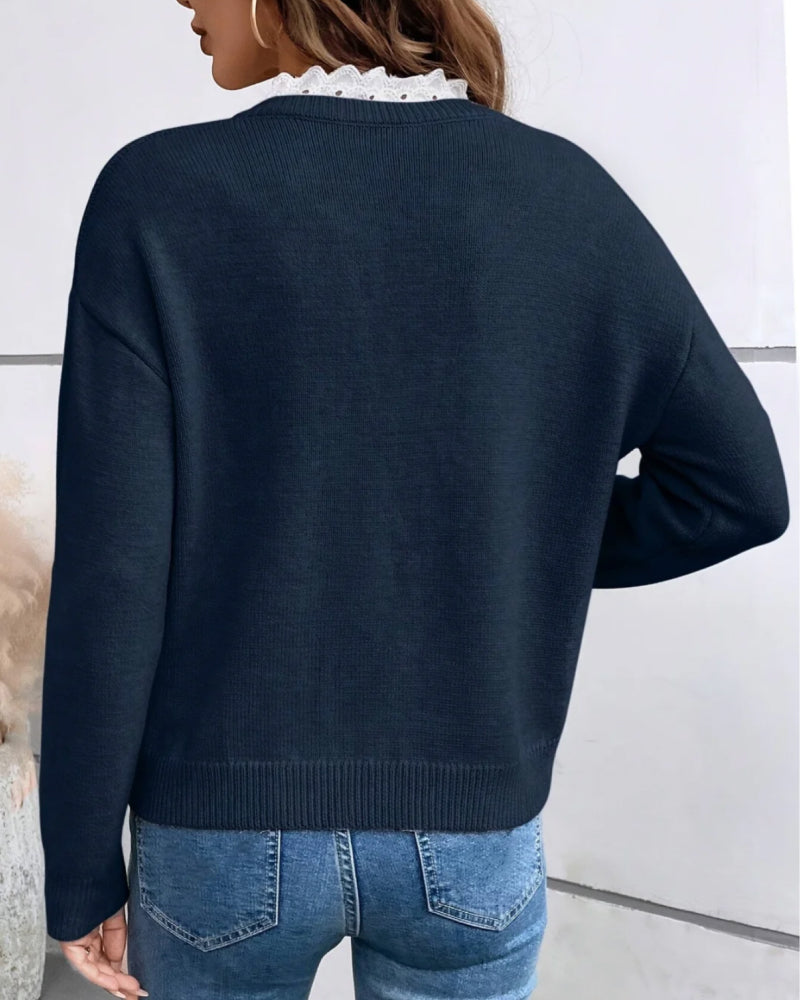 Nawarat Knitted Sweater With Lace