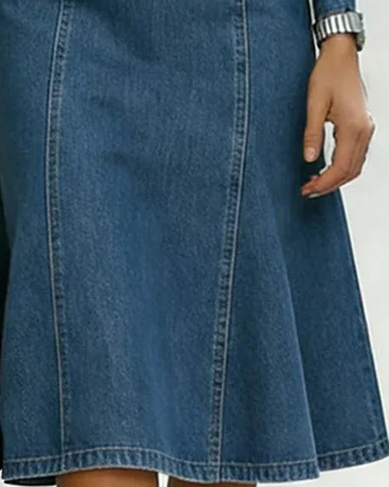 Mesh Patchwork Denim Dress