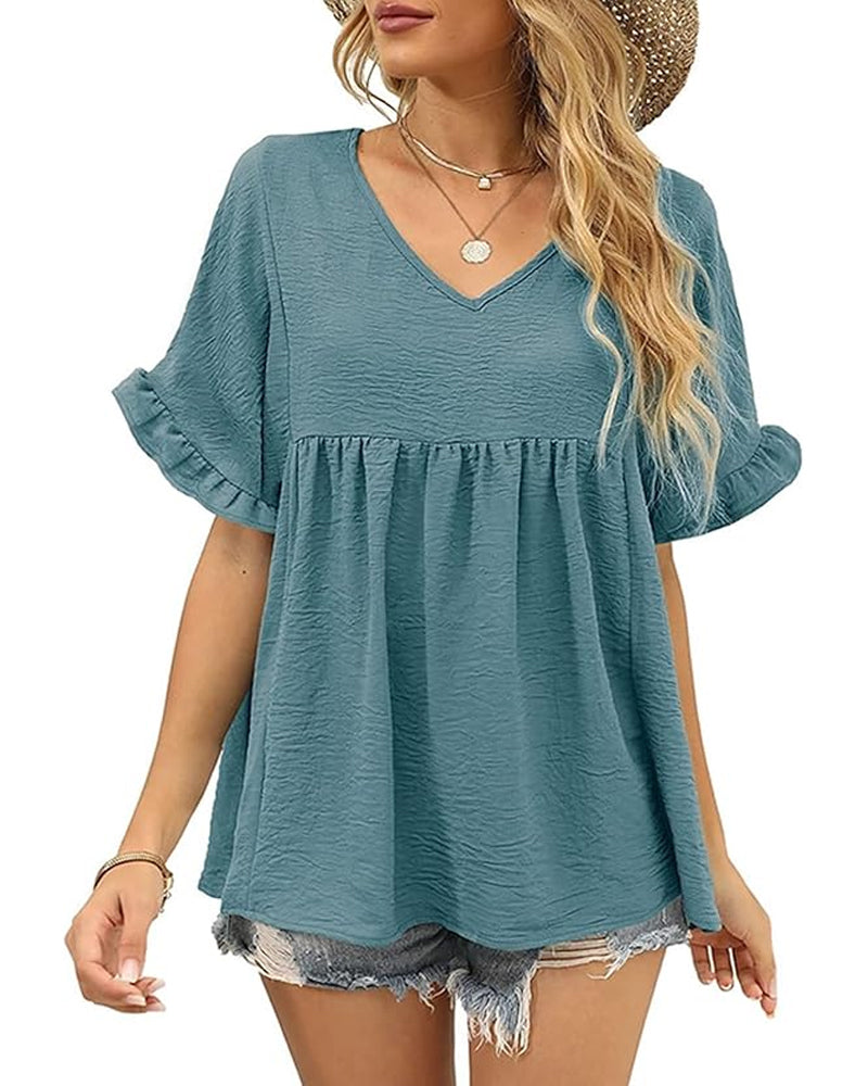 Casual Ruffle Loose Fit Blouse