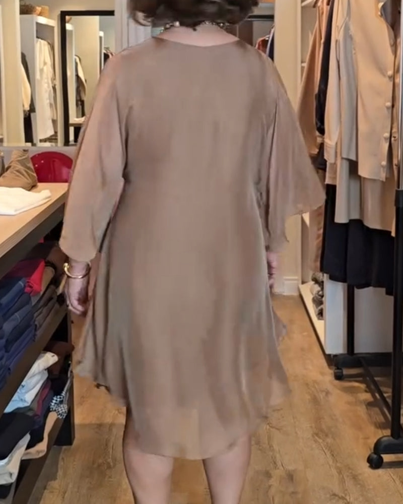 Round Neck Loose Flowing Midi Dress