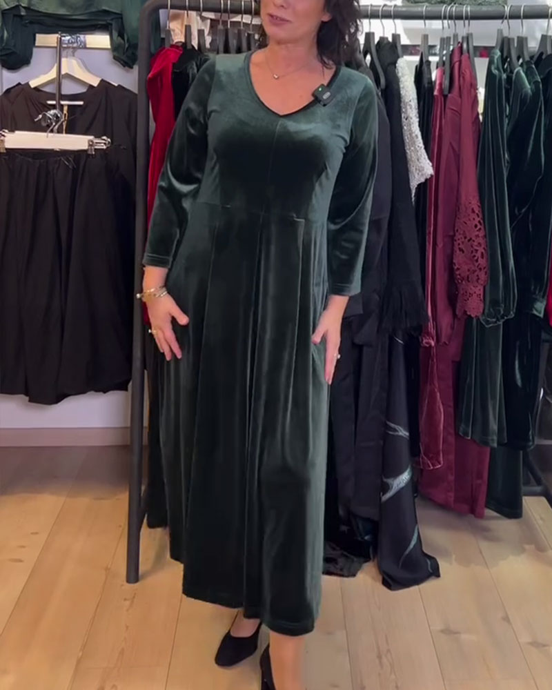 V-Neck Velvet Maxi Dress