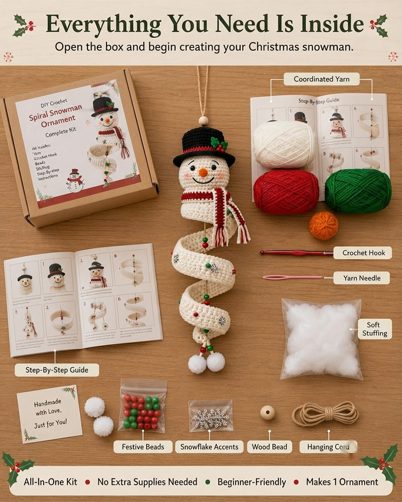 ☃️ DIY Spiral Crochet Snowman Kit