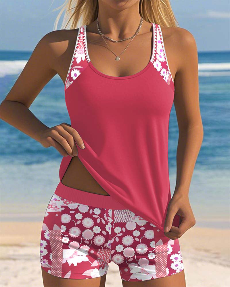 Aumora Tank Top Printed Boxer Swimsuit