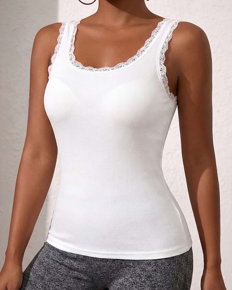 Padded Lace Trim Tank Top