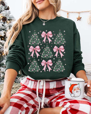 Bow Christmas Tree Print Sweatshirt