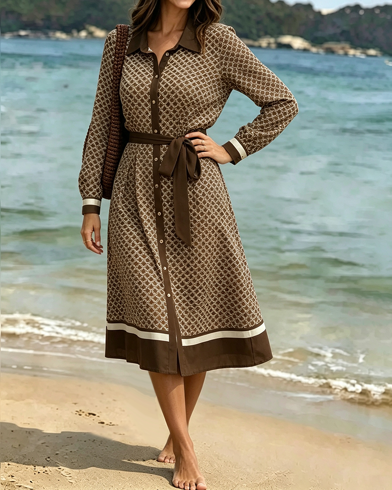 Argyle Shirt Tie Mid-Length Dress