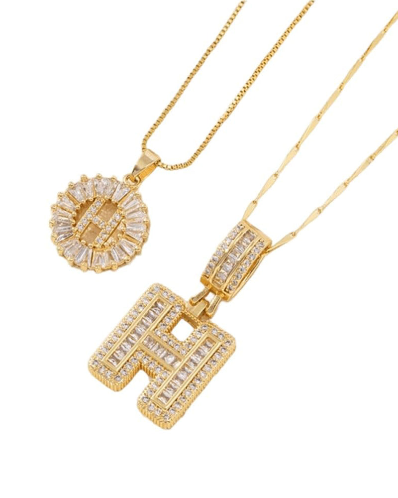 Initial Letter Pendant Necklaces -2 Pack