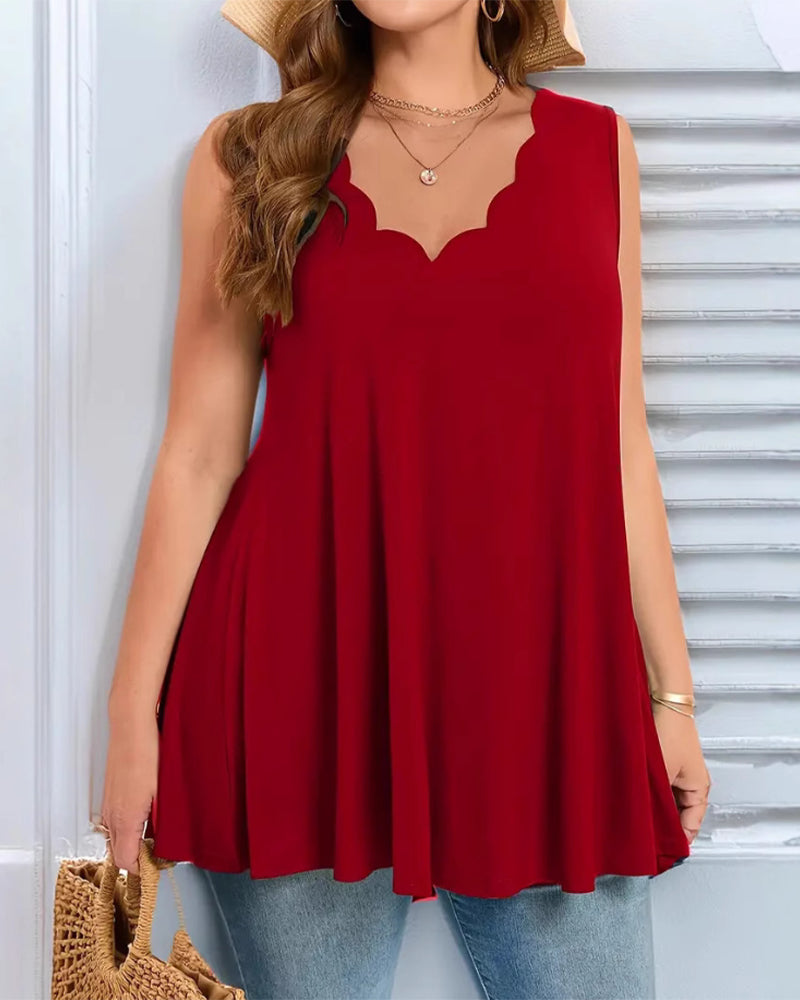 Solid Color V-Neck Sleeveless Tank Tops