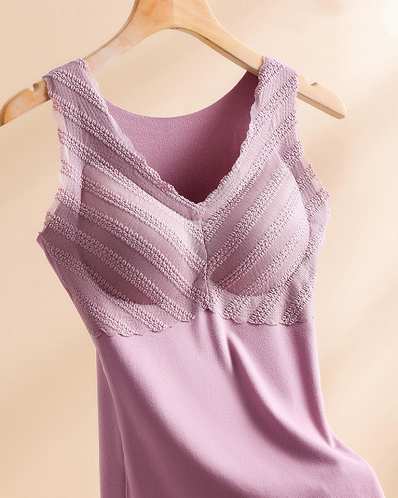 Double-Sided Brushed Velvet Thermal Vest with Chest Pad