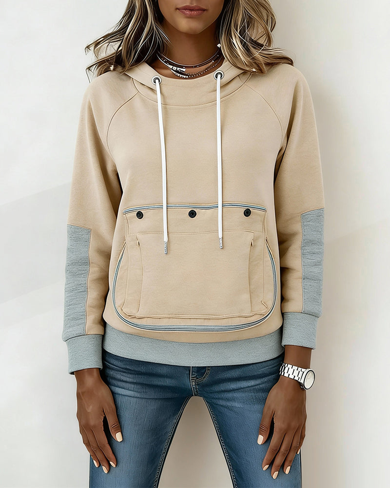 A Long-Sleeve Color-Block Hoodie