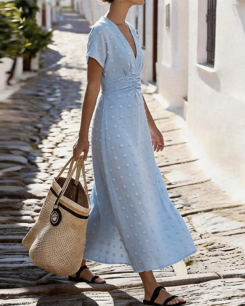 V-Neck Waist Casual Dress