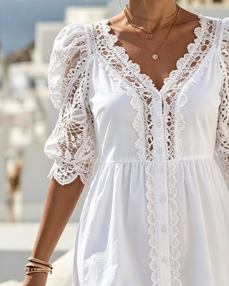 Puff Sleeve Lace Dress