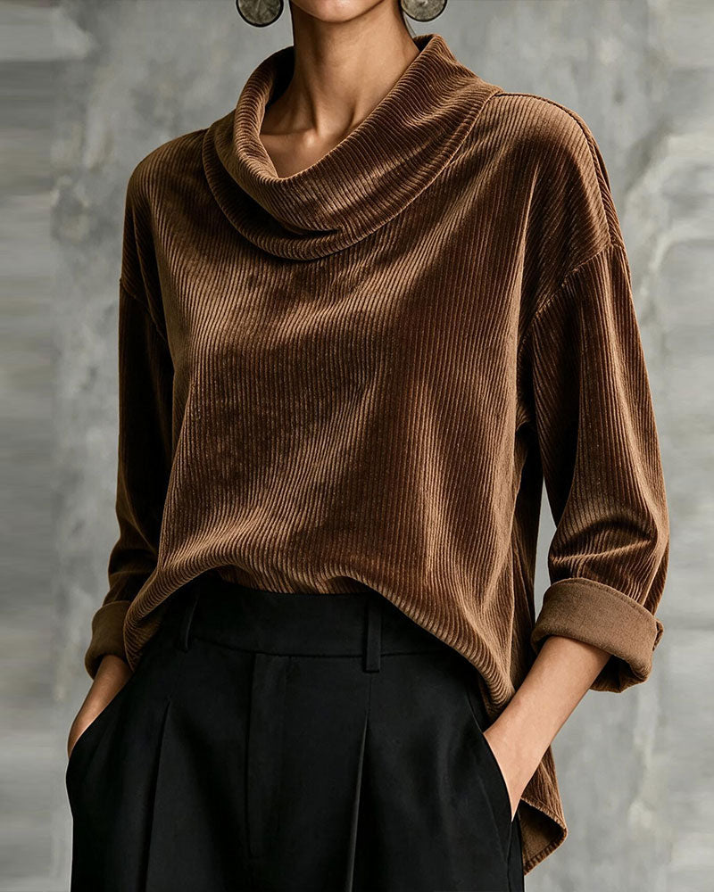 Turtleneck Solid Color Blouse