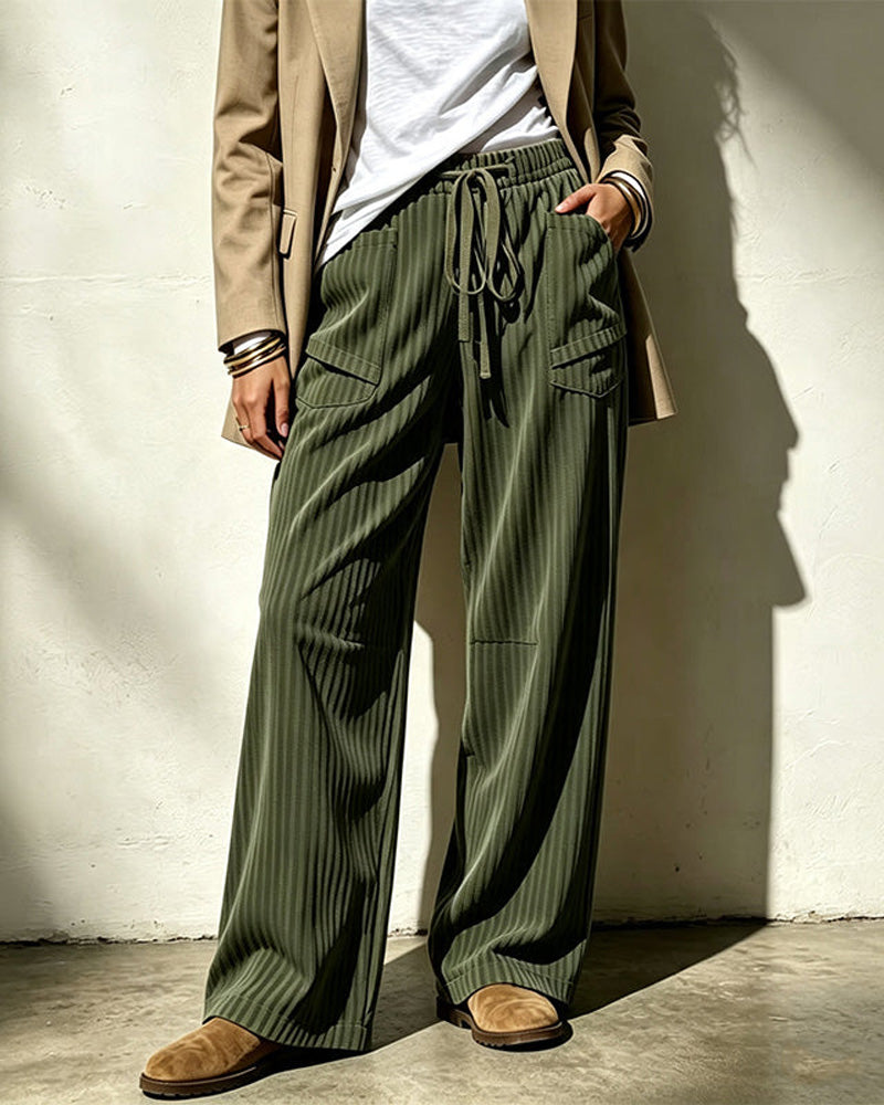 Pocket Drawstring Long Pants