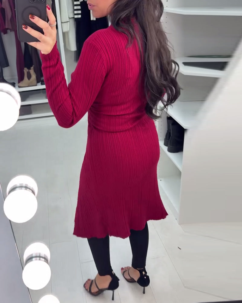 V-Neck Crossover Long-Sleeved Pullover