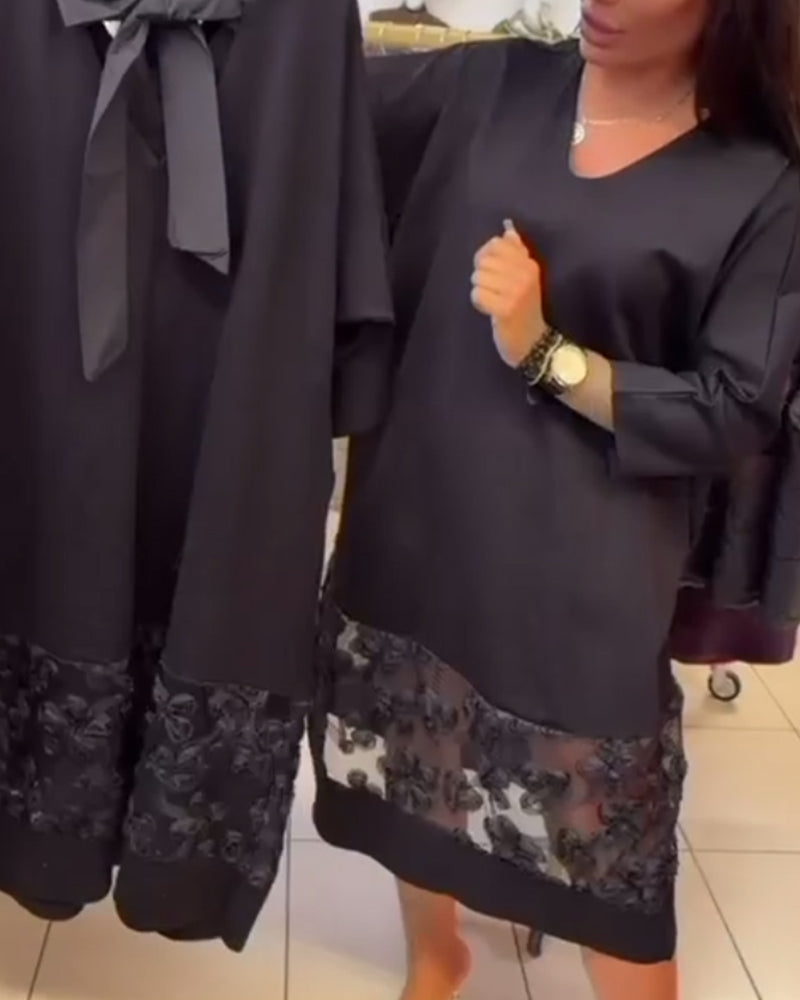 Stylish Back Bow V-Neck Dress