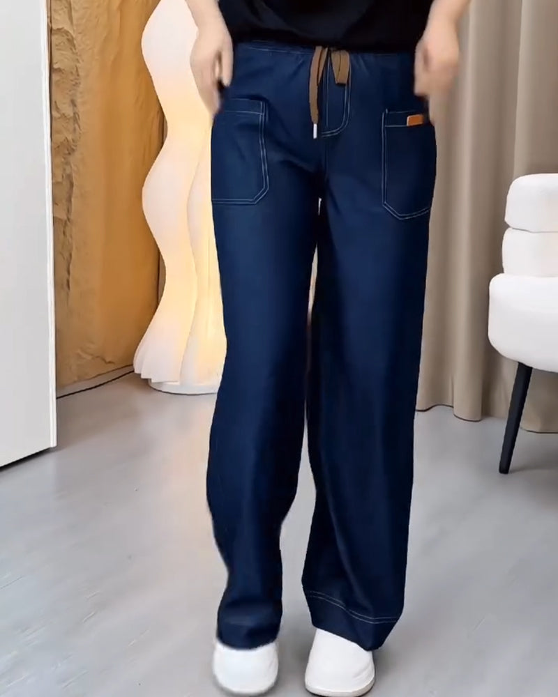 Loose-Fitting High-Waisted Slimming Wide-Leg Pants