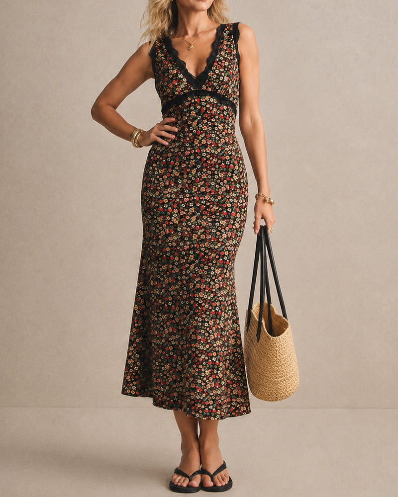 Casual V-Neck Lace Dress