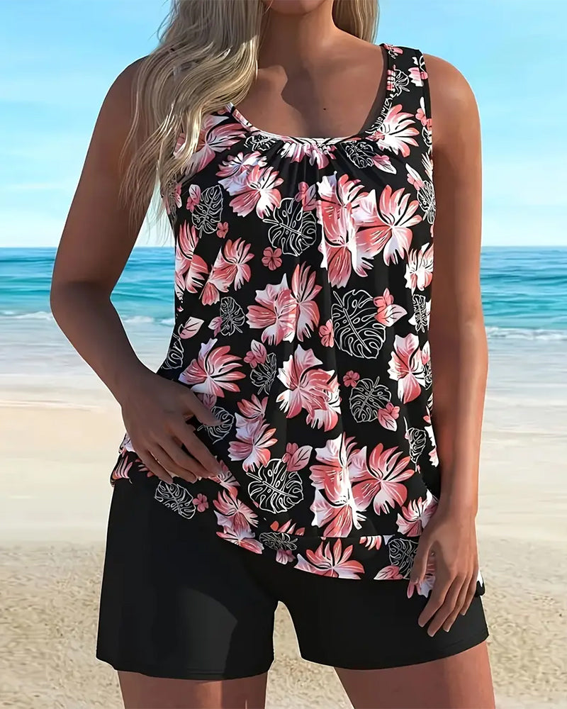 Beach Vacation Printed Two-Piece Tankini