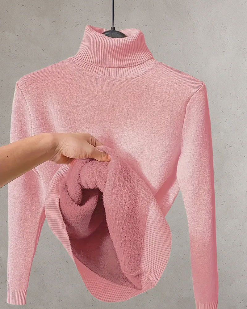 Solid color long sleeve thick pullover sweater