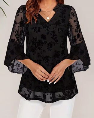 Elegant And Stylish Bell Sleeves Blouse