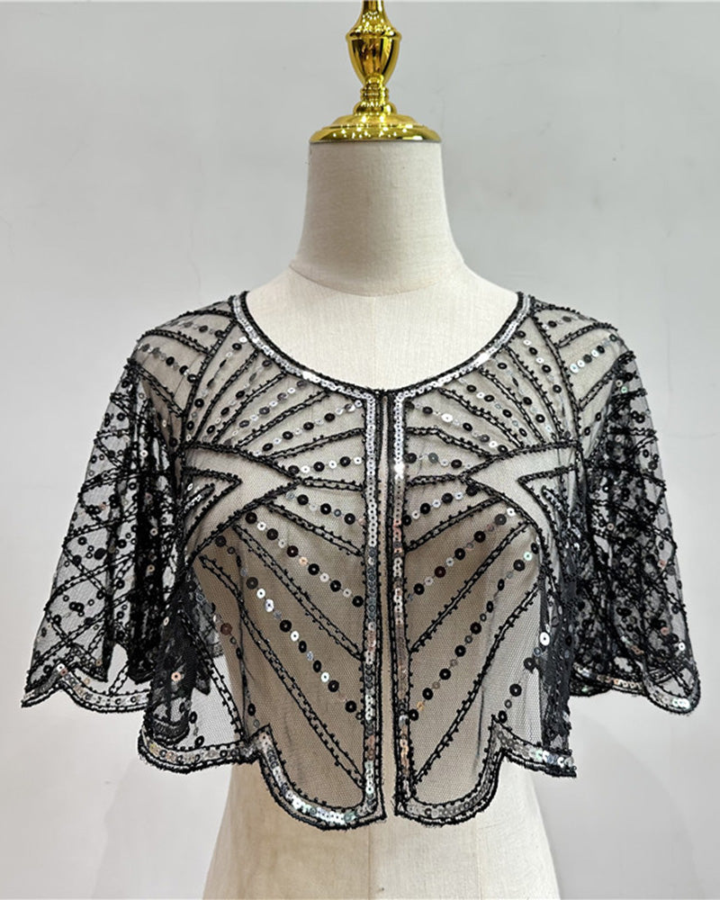 Vintage lace with beads shawl