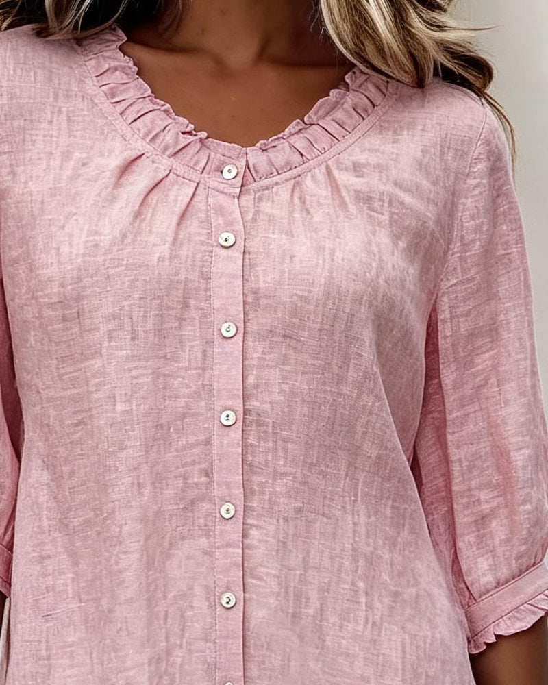 Ruffle Trim Button Shirt