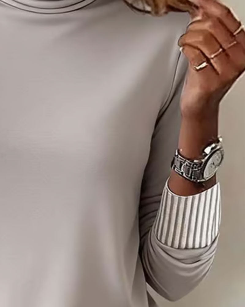 Half Turtleneck Solid Long Sleeve Top