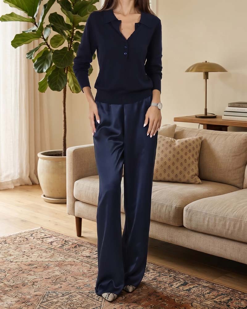 Casual Solid Color Straight Pants