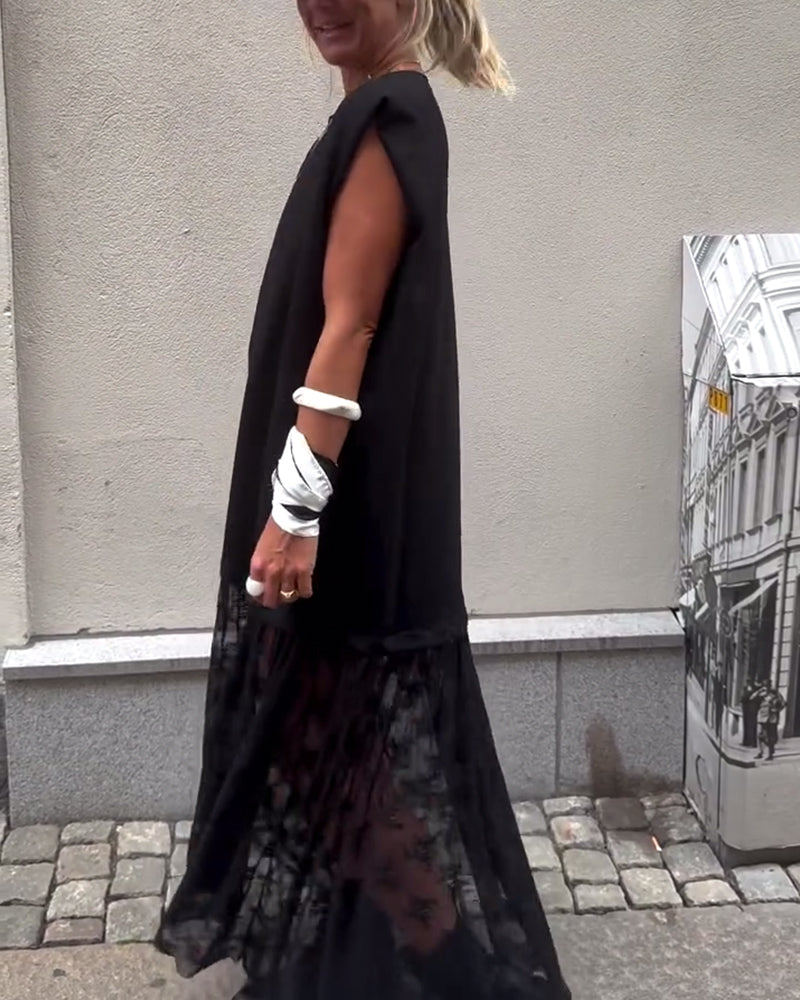 Sleeveless Mesh Patchwork Dress