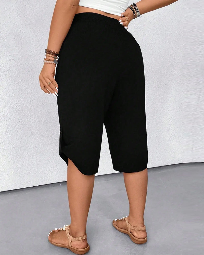 Solid Side Slit Casual Bermuda Pant