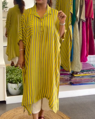 Lapel Loose Striped Shirt Dress