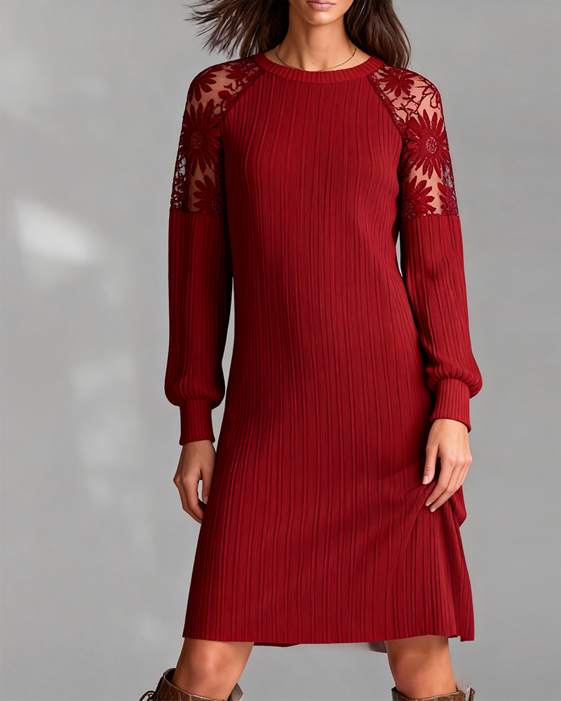 Patchwork Round Neck Elegant Dress