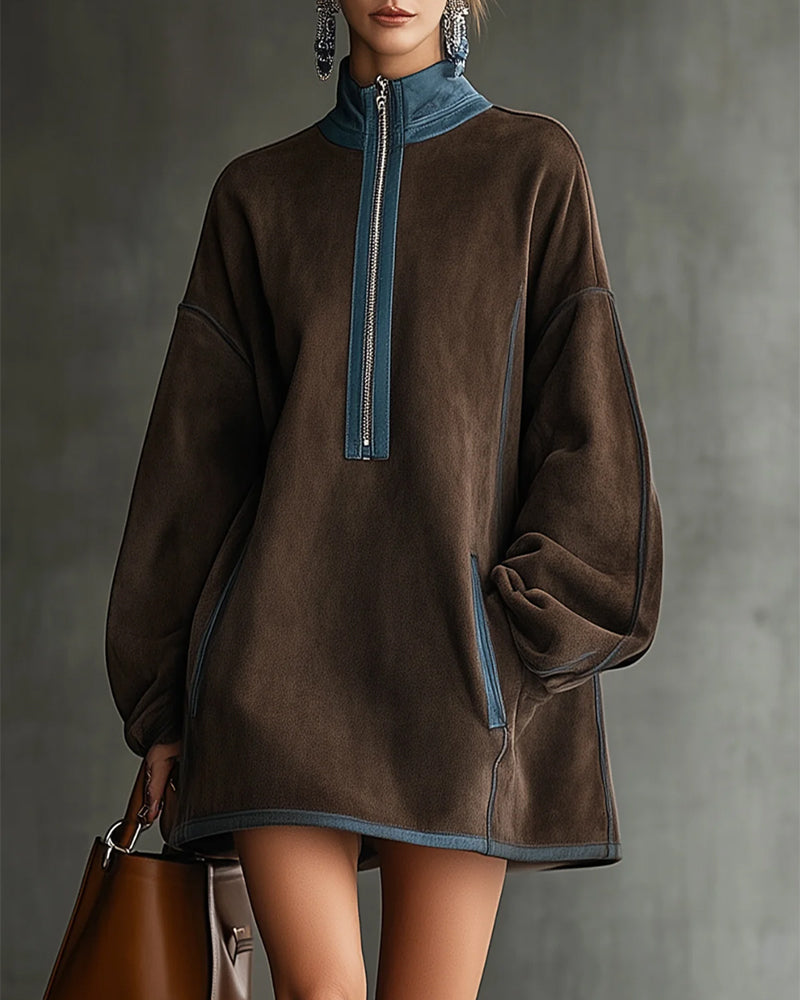 Long Sleeve Stand Collar Dress