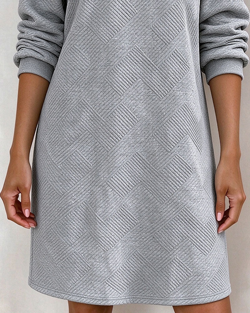 Geometric Embossed Sweatshirt Straight Dress