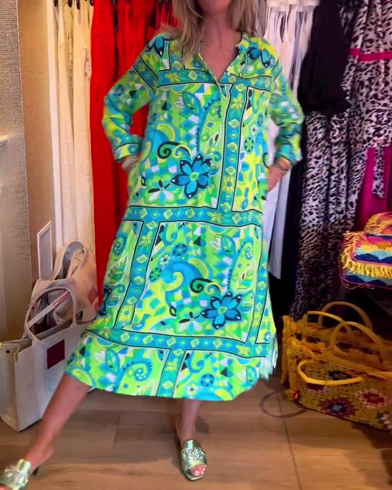 Loose printed pocket dress