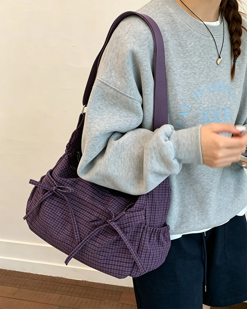 Bow Plaid Crossbody Bag