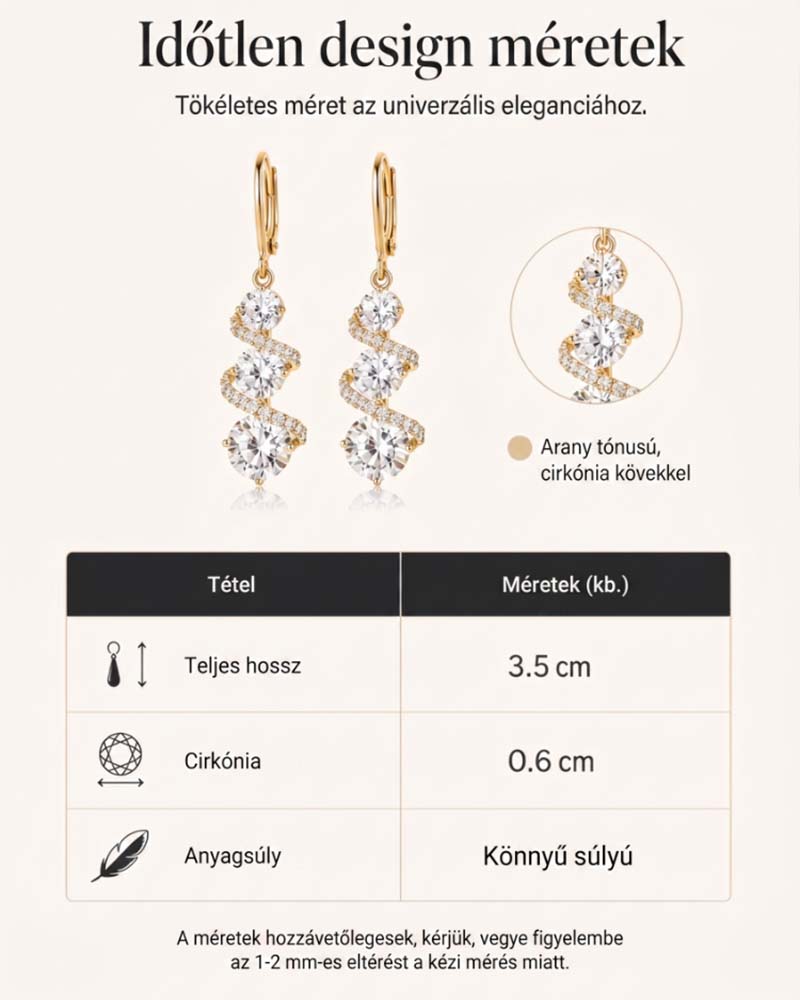 💎👗 Aszimmetrikus spirál és csepp alakú fülbevaló ✨