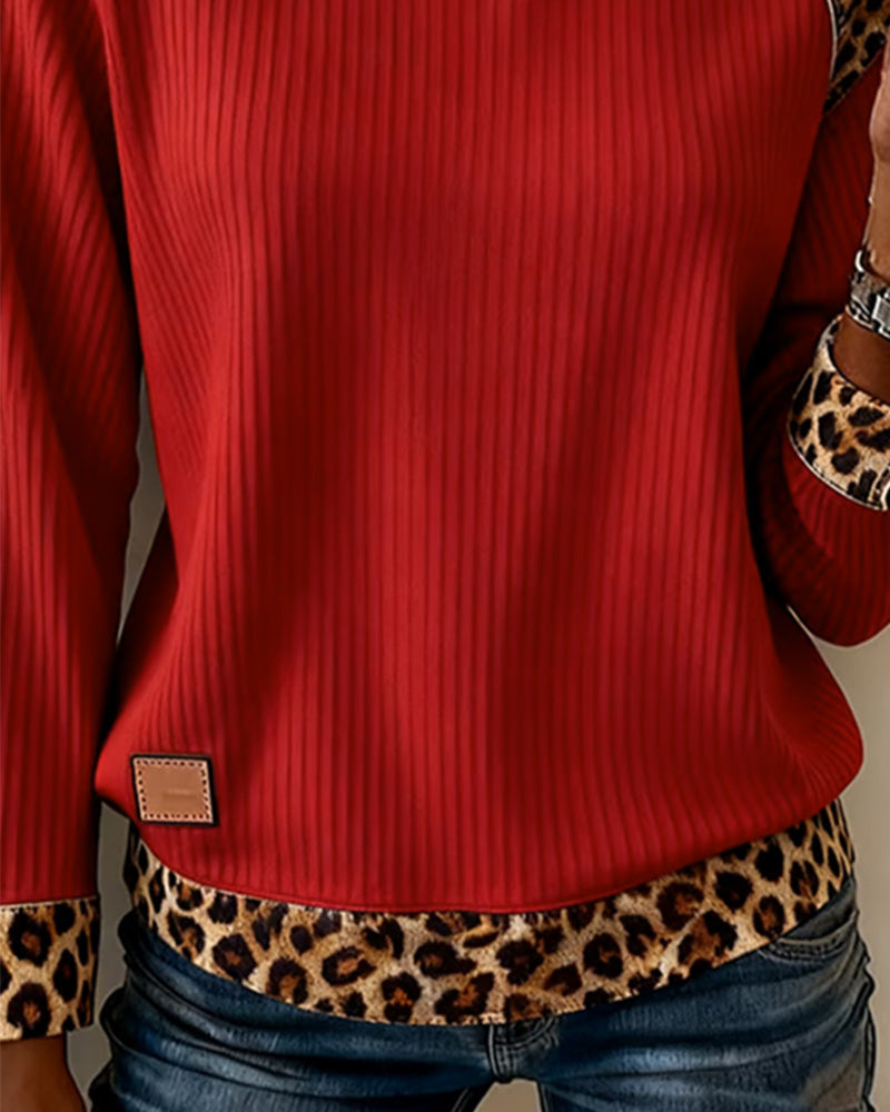 Leopard Print Crew Neck Sweatshirt
