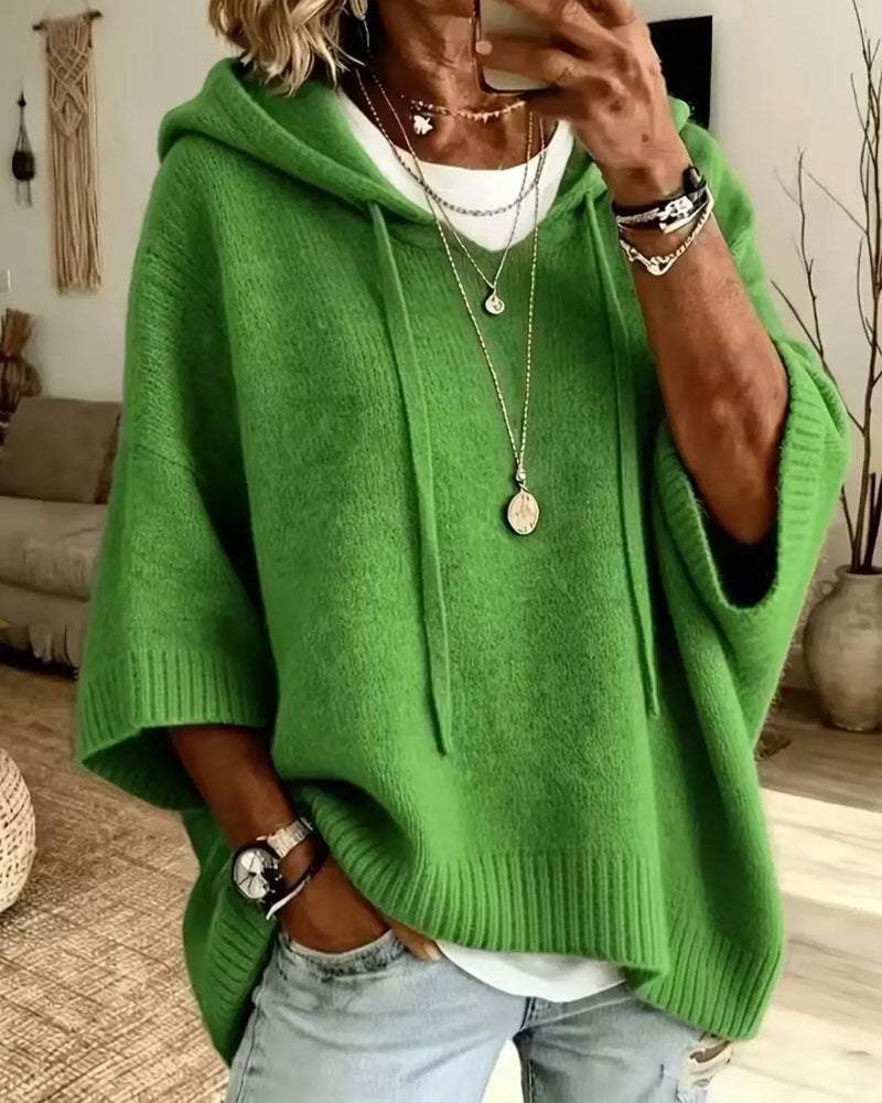 Hooded Relaxed Stylish Knit Pullover