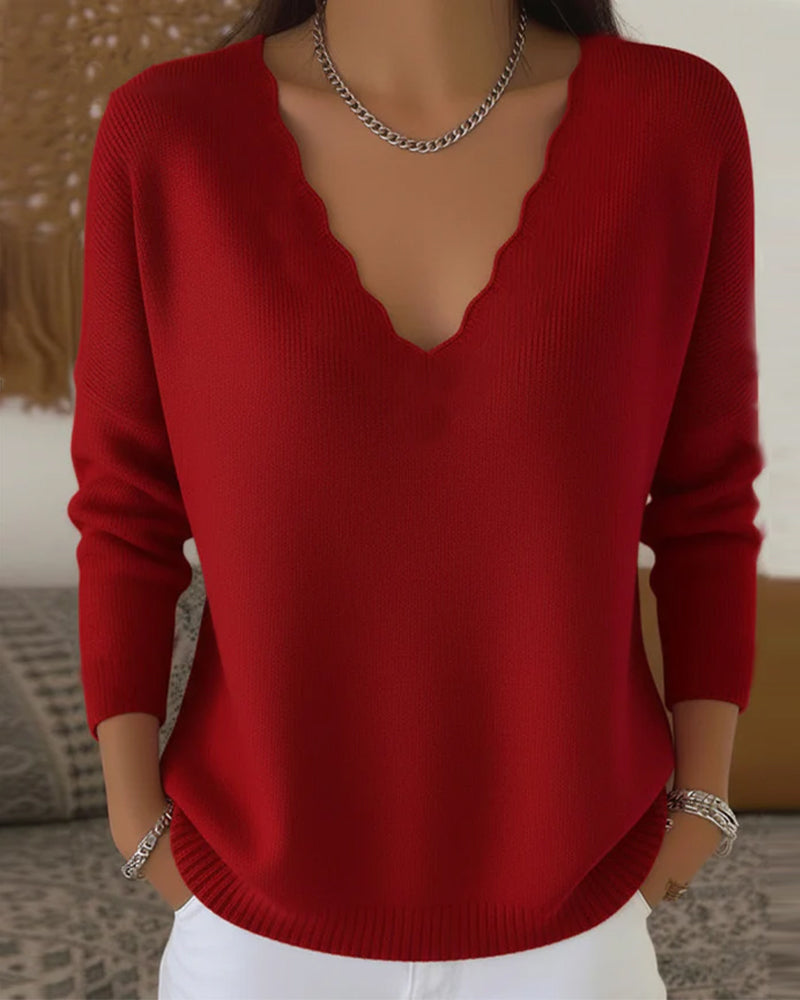 V-Neck Soft Knitted Pullover