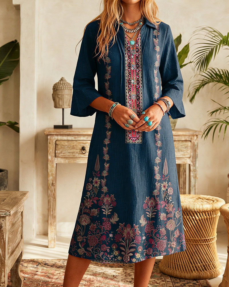 Flared Sleeve Loose Retro Dress