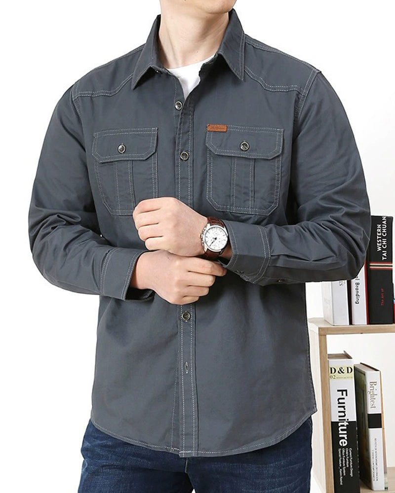 Men's Workwear Pocket Solid Color Shirt