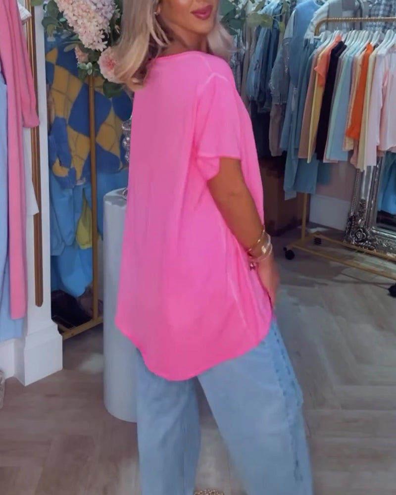 Lace Spliced Short Sleeve T-Shirt