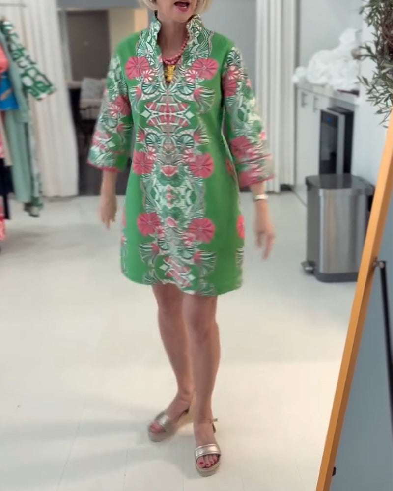 Stylish Loose-Fitting Printed Dress