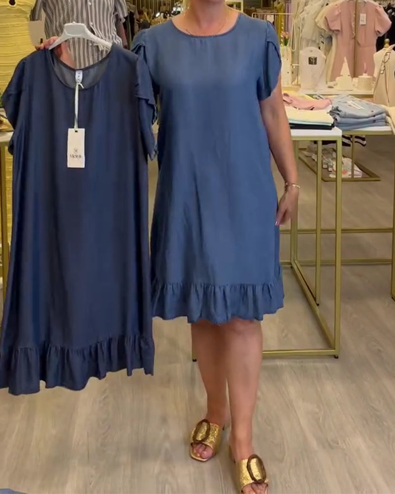 Casual Denim Ruffle Dress