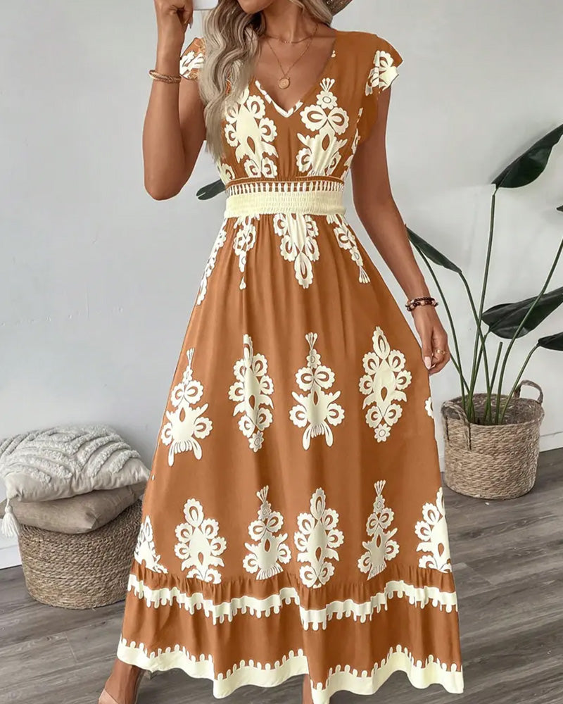 Casual V-Neck Printed Dress