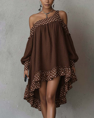 Patchwork One Shoulder Irregular Dress