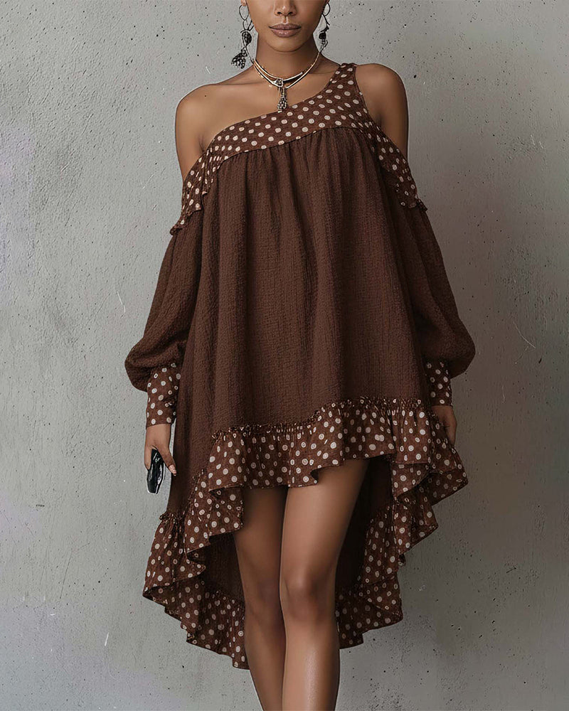 Patchwork One Shoulder Irregular Dress